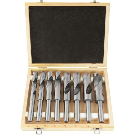 Juego de 6 brocas de metal de acero endurecido con tratamiento térmico, 14/16/18/19/21/22/24/25 mm, juego de brocas de metal HSS universales para carpinteros, constructores, electricistas, aficionados (1/3)