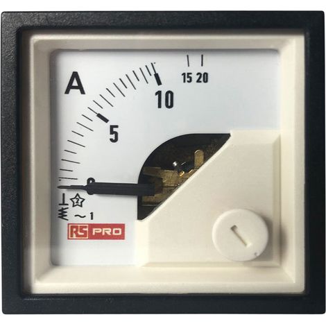Ampèremètre analogique de panneau V c.a. RS PRO, Echelle 20 (Input)A, 48mm x 48mm ( Prix pour 1 ) (1/3)
