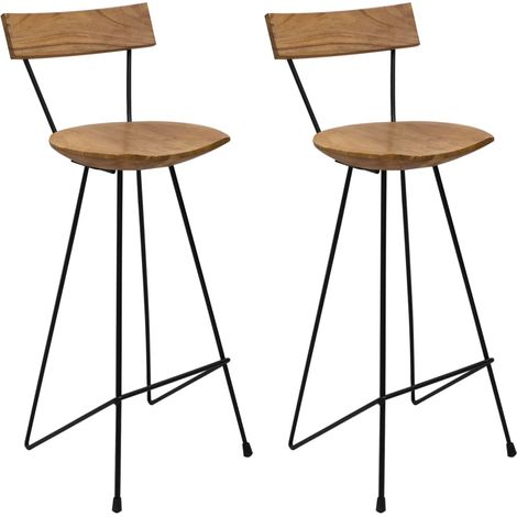vidaXL Sgabelli da Bar 2 pz in Legno Massello di Teak (1/6)