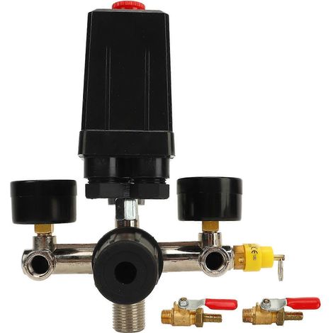 Druckregelschalter, Doppelregler, Manometer, Kugelventil, Zubehör für Luftkompressoren (0–180 PSI)