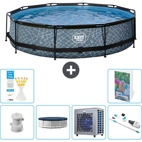 Exit Pool Rund - Steinoptik - 360x76 cm - 7-teilig  S313 (1/5)