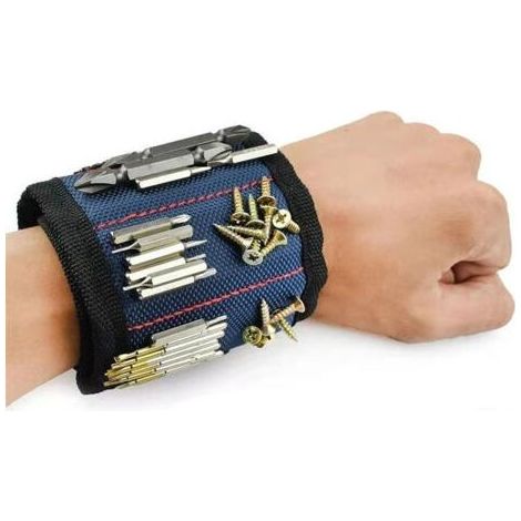 Bracelet magnétique, bleu, 3310cm, 1 pièce, dos adhésif, Velcro, outils de quincaillerie, tournevis, tournevis, bracelet magnétique. (1/5)