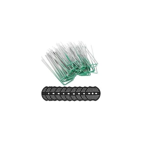 50 pezzi set di picchetti da giardino, forma a U da 15 cm resistenti alla ruggine, graffe per prato in acciaio, picchetti di fissaggio al suolo con rondelle per fissare tappeti da terra e tessuti (ver (1/5)
