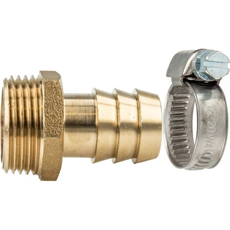 tecuro Sauger Schlauchtülle Ø 25 mm x 1 Zoll AG und W4 Schlauchschelle 25-40 mm (1/5)