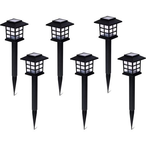 Lot de six lampes solaires d'extérieur – éclairage puissant, de haute qualité et résistant à la pluie, pour allées, terrasses, cours et pelouses (6 pièces) (1/5)