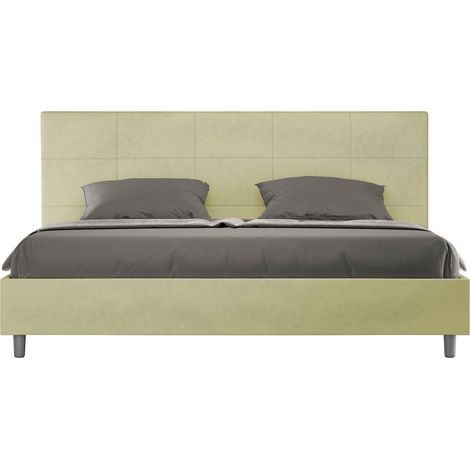Letto matrimoniale king size contenitore imbottito 180x190 microfibra tè verde Mika