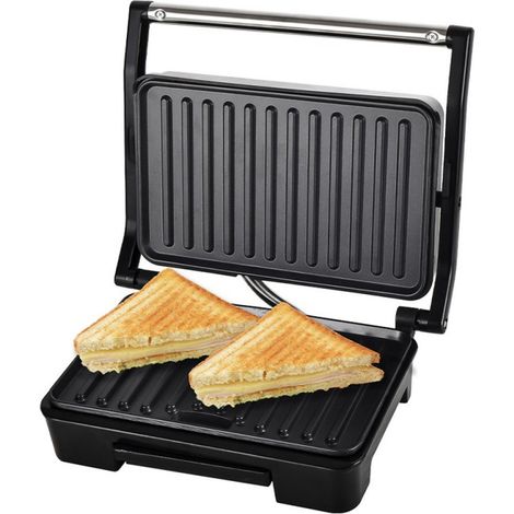 Sandwichera Grill Panini 850W Parrilla Electrica Multiusos Antiadherente Apertura 90° Patas Antideslizantes Tacto Frio (1/2)