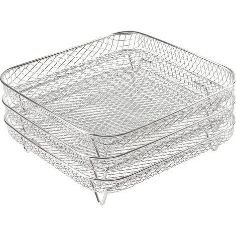 3-stufiges Grillrost-Zubehör, Grill- und Dampfgarrost aus Edelstahl für 3,5 bis 5,8 Liter, Heißluftfritteusen-Dörrrost (21 x 21 x 5 cm) (1/5)