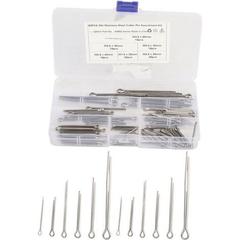 Kit de fixation à goupille fendue en acier inoxydable 6 tailles M1,6 x 25 M2,5 x 25/40 M3,0 x 30/40 M4 x 60 pour réparation d'atelier de garage de camion automobile (1/5)