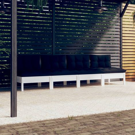 Sofá de jardín 4 plazas con cojines madera pino gris antracita vidaXL (1/5)