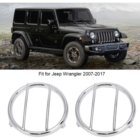Passend für zwei Blinkerabdeckungen aus Metall, passend für Jeep Wrangler 2007-2017, silber.