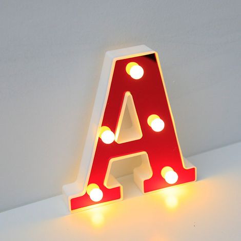 Lettre Lumineuse - Lampe LED en Plastique avec Alimentation sur Piles - Décoration Murale et de Bureau - 26 Lettres Majuscules - Lot Unique (1/5)