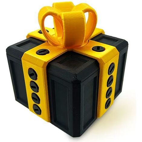 Boîte cadeau farce – Boîte cadeau – Emballage cadeau humoristique – Boîte cadeau avec vis – Boîte farce imprimée en 3D – 8 x 8 x 9,2 cm – Boîte fantaisie originale – Noire (1/5)