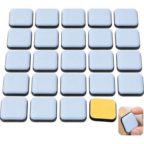 Patins PTFE Autocollants pour Meubles, 24 Carrés 20 × 20 mm (1/5)