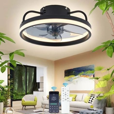 Ventilateur De Plafond UVERBON, 6 vitesses Fan Silencieux Dimmable 3 Couleurs avec Télécommande Ventilateur Plafonnier 33cm (1/5)