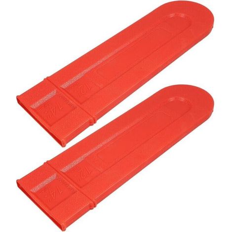 Set di 2 foderi universali per motosega da 36 cm, protezioni catena in plastica ad alta visibilità per un trasporto e uno stoccaggio sicuri. (1/5)