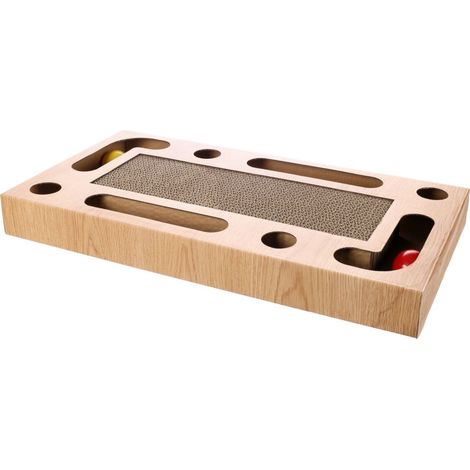 Griffoir jouet avec 2 balles, 25 x 47 x 5 cm, pour chat - animallparadise (1/4)