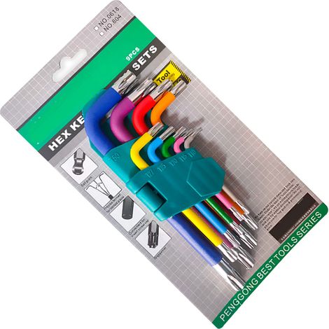 Jeu de 9 clés en étoile CR V antidérapantes multicolores et multifonctions pour petits appareils électroménagers (1/5)