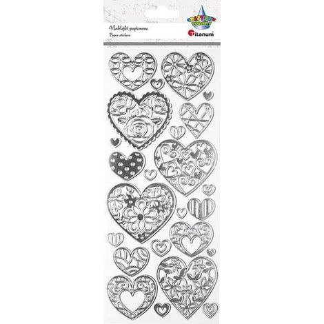 Pegatinas de papel con forma de coraz贸n y decoraci贸n variada, 24 unidades.