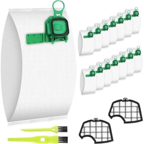 Lot de 15 Sacs D'aspirateur pour Vorwerk Kobold VK140, VK150, FP140, FP150, avec 2 Filtres Moteur + 2 Brosses Propres, Auto-scellants, Kit D'accessoires pour Aspirateur Kobold (1/5)