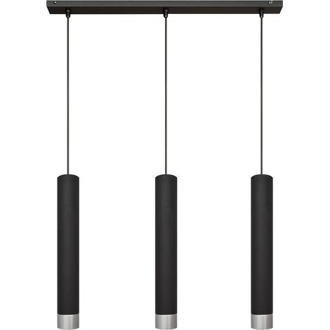 Helam TUBA Plafonnier Suspendu Straight Bar Noir, Chrome 60cm (1/5)