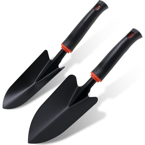 Lot de 2 - Pelle de jardin - Outil de jardinage - Planter et désherber - Acier au carbone - Noir - 30x10cm et 25x8cm
