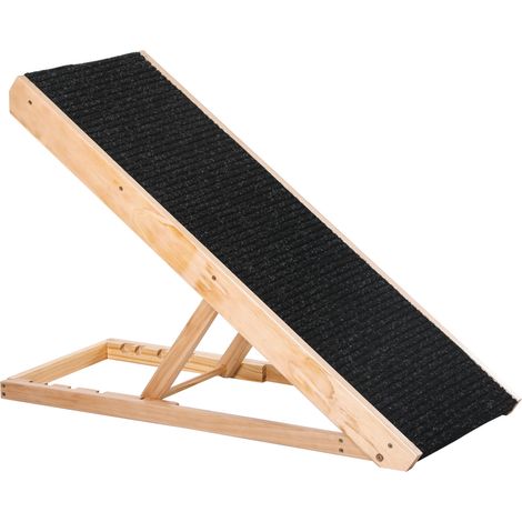 Rampe pour animaux réglable en bois de pin avec surface antidérapante 90x40x61 cm pour chiens et chats (1/5)