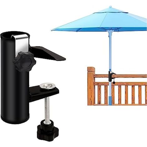 Pince pour parasol de terrasse extérieur, support métallique lourd réglable pour camping, plage, cour, balcon, terrasse, gradins, bateaux-x (1/5)
