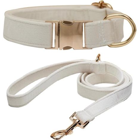 Set composto da collare e guinzaglio per cani di piccola taglia - in morbido velluto a coste - delicato sulla pelle - adatto per le passeggiate quotidiane - rosa (1/5)