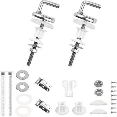 Pieces Toilet Seat Fixing Kit with Hinge, Stainless Steel Hinges, Fixing and Seating (1/5)