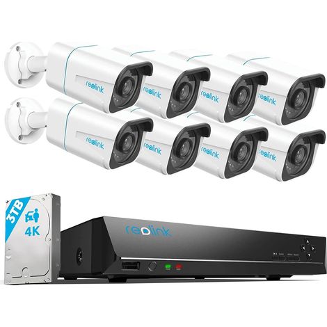 Reolink 4K 16CH Überwachungskamera Aussen Set, Smarter Personenerkennung und Fahrzeugerkennung Videoüberwachung mit 8X 8MP PoE IP Kamera und 3TB HDD NVR, IP66, 30M Nachtsicht mit Audio, RLK16-810B8-A (1/5)