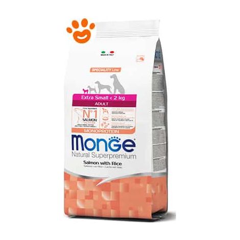 Monge Dog Natural Superpremium Adult Extra Small Salmone e Riso - Monge Dog Natural Superpremium Adult Extra Small Salmone e Riso - Sacco Da 2,5 Kg
