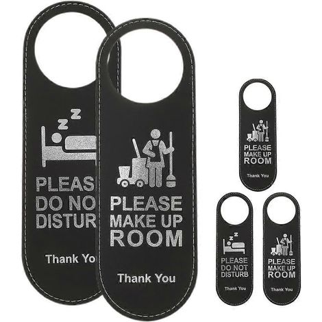 Lot de 5 panneaux de porte « Ne pas déranger » double face, panneau « Veuillez faire votre chambre ».-Black (1/2)