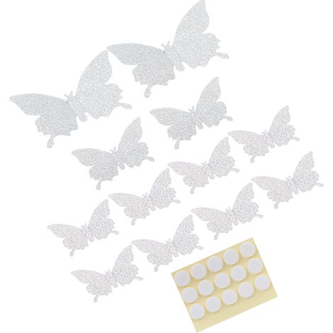 Lot de 12 stickers muraux 3D effet flash, argentés brillants, pour salon ou mariage. (1/5)