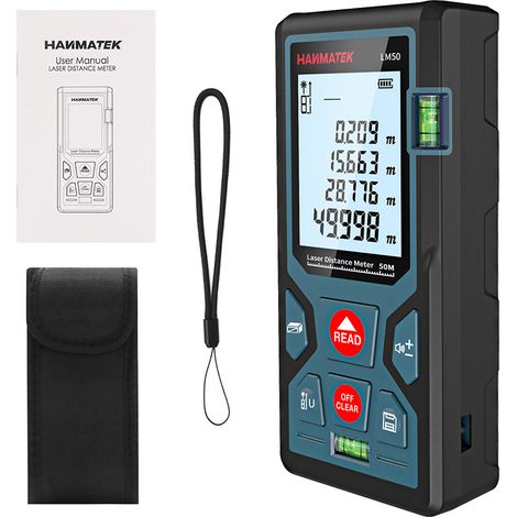 Télémètre Laser Numérique LM50 – Mètre Laser 50 m avec Mesure de Longueur, Surface, Volume et Théorème de Pythagore, Rétroéclairage LCD, IP54 (1/5)