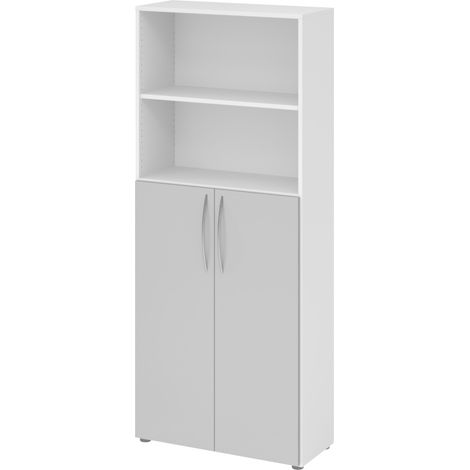 bümö basic Regalschrank - 5 Ordnerhöhen Weiß/Grau (1/5)