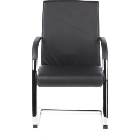 [GEBRAUCHT] Hjh Office Konferenzstuhl Freischwinger Stuhl Leder Armlehne Schwarz B-Ware