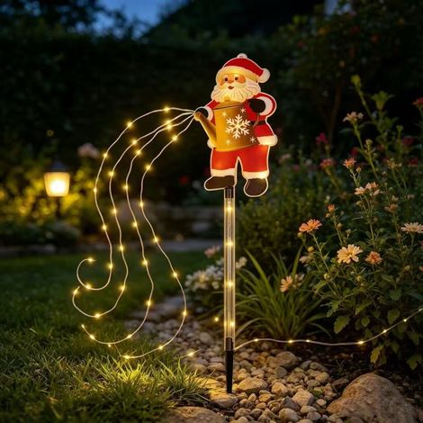 Lampe de jardin LED solaire en forme d'arrosoir de Père Noël, lampe de décoration extérieure pour Noël, lampe de pelouse Lampe de jardin en forme d'arrosoir de Père Noël 1 (1/3)