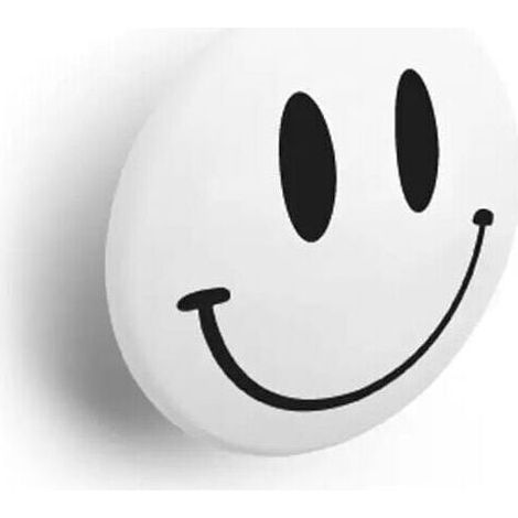 Pomolo tondo con faccina sorridente disegnata su sfondo laccato bianco 70x29mm - 425 Smile (1/2)