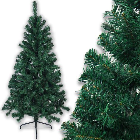 Árbol de Navidad artificial abeto caucásico de 150 cm, hermoso y frondoso, con soporte verde. (1/4)
