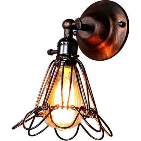 Applique murale rétro industrielle monobloc en métal, idéale pour une maison de champagne, un café, un loft, une cuisine, un hôtel, un salon ou une chambre (bronze, ampoule non incluse) - 10 x 19 cm (1/5)