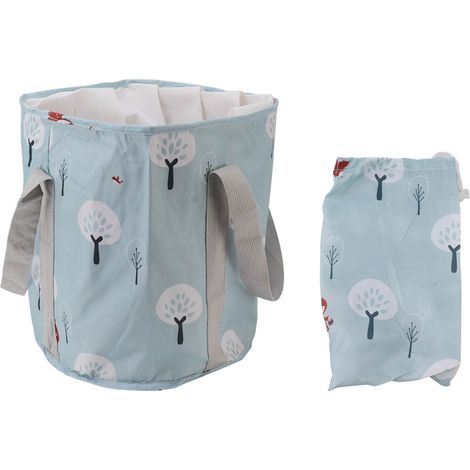 Bassin de trempage pour pieds pliable et isolé en PVC, portable avec poignée pour camping et voyage extérieur, bleu petit arbre (1/5)