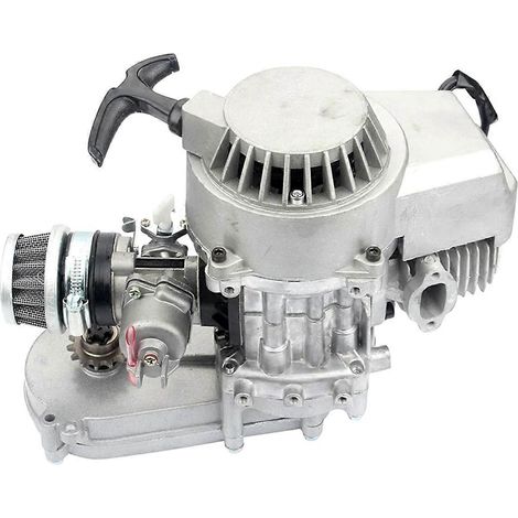 49-cm³-Zweitaktmotor mit Handstart, 25-Zahn-Ritzel, Luftfilter, silbernes All-Terrain-Miniquad (1/5)