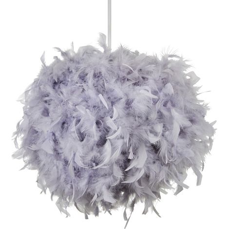 Litecraft Glow Light Shade 40cm Easy Fit Feather Ball Lampshade - Grey