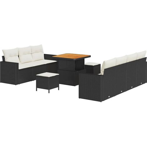 Maison Exclusive - Set Divano da Giardino con cuscino 10 pcs Nero polyrattan