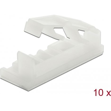 Delock Portacable plano con clip de bloqueo autoadhesivo atornillable natural 10 piezas