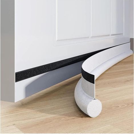 Joint de Porte Coupe-Vent Auto-adhésif pour Portes, 93 cm sous Porte Coupe-Vent isolable Balai de Porte Protection Contre Les intempéries, insonorisé, Blanc (1/4)