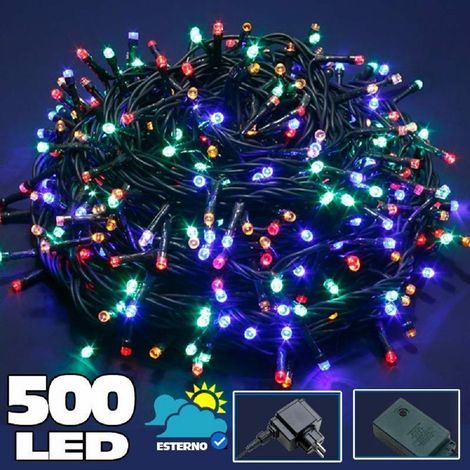 Trade Shop - LICHTERKETTE 500 LED LICHTER MEHRFARBIG GLÜHWÜRMCHEN CONTROLLER 8 FUNKTIONEN OUTDOOR - (1/3)