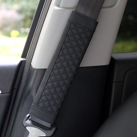 2Pcs Protège-épaules pour voiture, housse de ceinture de siège souple en cuir brodé, accessoire intérieur de voiture confortable (1/5)