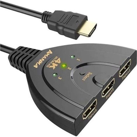 HDMI Switch 4k, Switch HDMI 3 Ports Commutateur HDMI Sélecteur Splitter Manuel 3 Entrée vers 1 Sorties Commutateur HDMI UHD-3D-[178] (1/4)